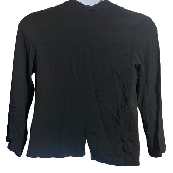 Niche Nilgun Derman Black 3/4 sleeve top with abalone shell buttons Rayon Large - Picture 5 of 9